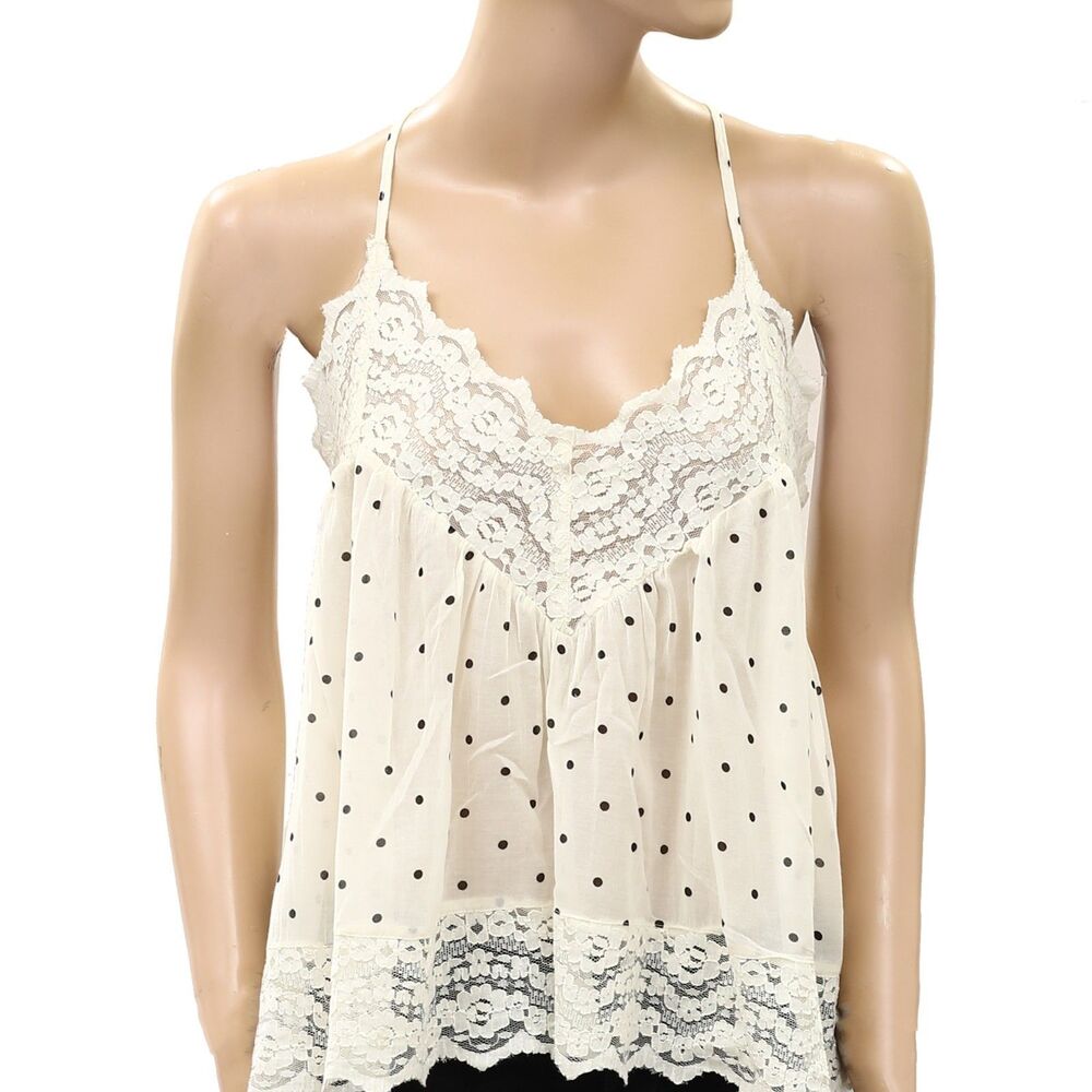 Intimately Free People Fiona Printed Cami Blouse Top Sleeveless Lace M 289534 - Picture 6 of 9